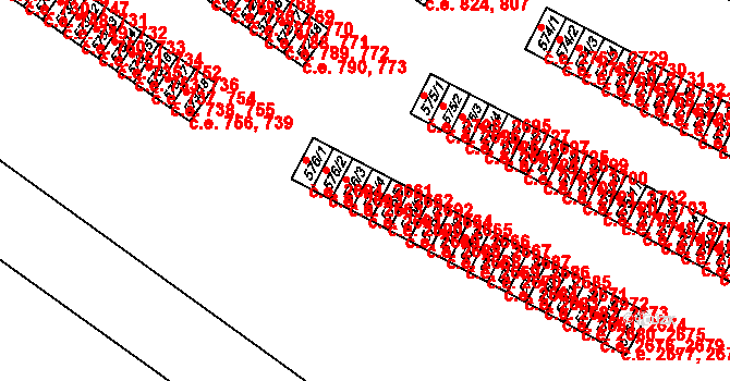 Příluky 2664,2691, Zlín na parcele st. 576/4 v KÚ Příluky u Zlína, Katastrální mapa
