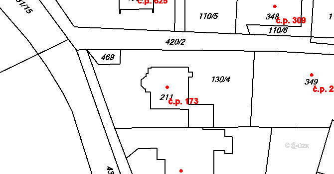 Muglinov 173, Ostrava na parcele st. 211 v KÚ Muglinov, Katastrální mapa