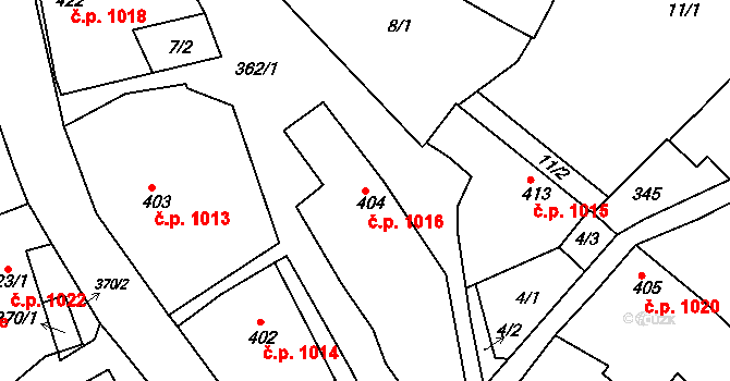 Dvořiště 1016, Bystřice nad Pernštejnem na parcele st. 404 v KÚ Dvořiště u Bystřice nad Pernštejnem, Katastrální mapa