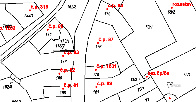 Holešov 41867327 na parcele st. 177 v KÚ Holešov, Katastrální mapa