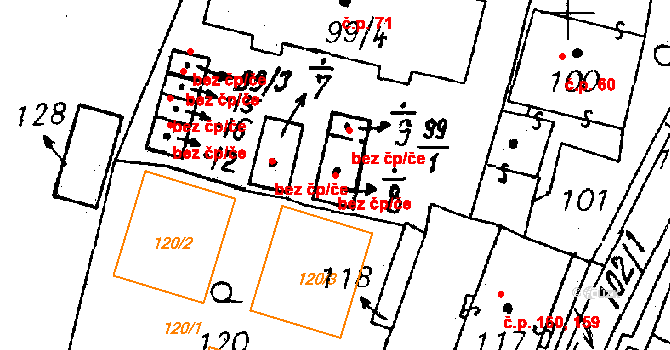 Heřmanova Huť 42787327 na parcele st. 99/8 v KÚ Vlkýš, Katastrální mapa
