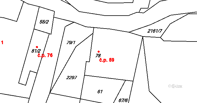 Bohdanovice 59, Jakartovice na parcele st. 78 v KÚ Bohdanovice, Katastrální mapa
