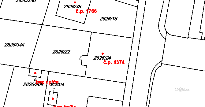 Předměstí 1374, Opava na parcele st. 2626/24 v KÚ Opava-Předměstí, Katastrální mapa