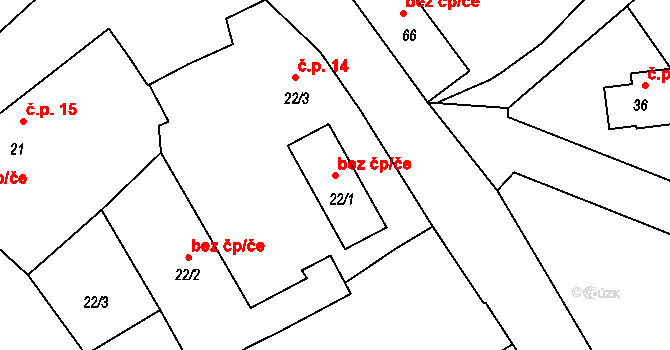 Ježovy 45200327 na parcele st. 22/1 v KÚ Trnčí, Katastrální mapa