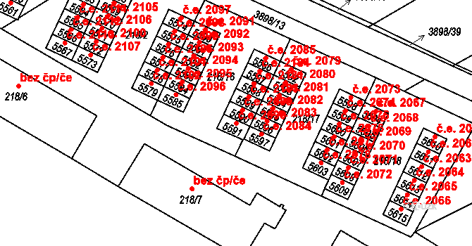 Řečkovice 2090, Brno na parcele st. 5591 v KÚ Řečkovice, Katastrální mapa