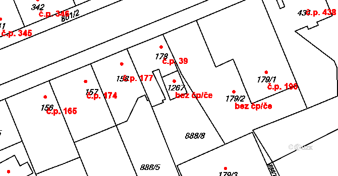 Benátky nad Jizerou 49036327 na parcele st. 1267 v KÚ Staré Benátky, Katastrální mapa