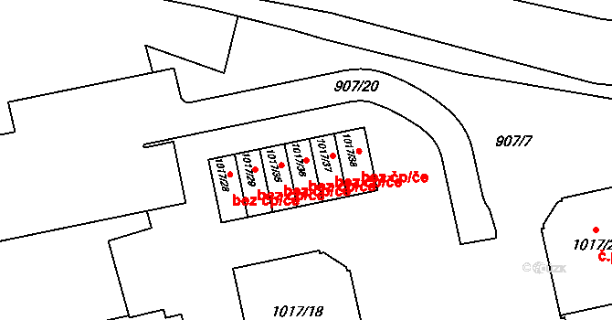 Holešov 50389327 na parcele st. 1017/36 v KÚ Holešov, Katastrální mapa