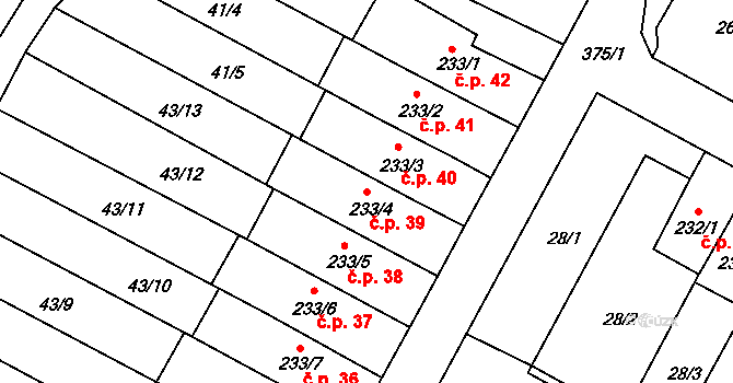 Čepirohy 39, Most na parcele st. 233/4 v KÚ Čepirohy, Katastrální mapa