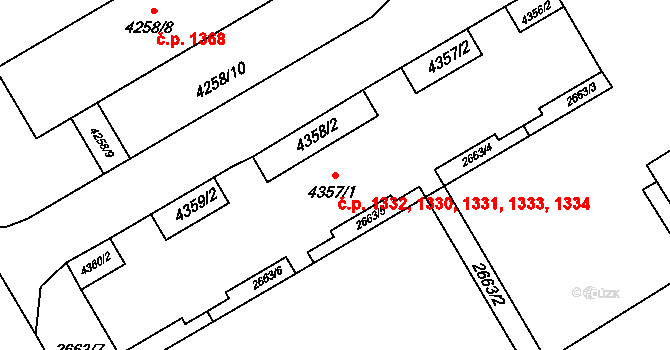 Beroun-Město 1330,1331,1332,1333,, Beroun na parcele st. 4357/1 v KÚ Beroun, Katastrální mapa