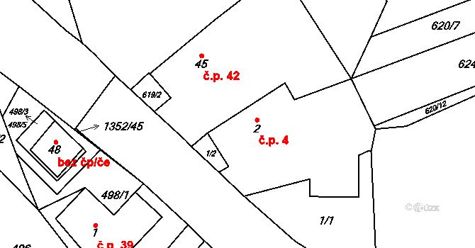 Libkov 4 na parcele st. 2 v KÚ Libkov, Katastrální mapa