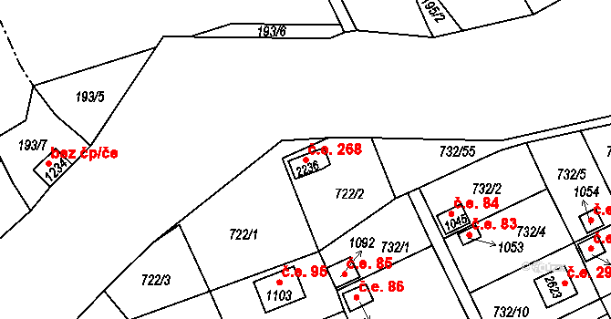 Přeštice 268 na parcele st. 2236 v KÚ Přeštice, Katastrální mapa