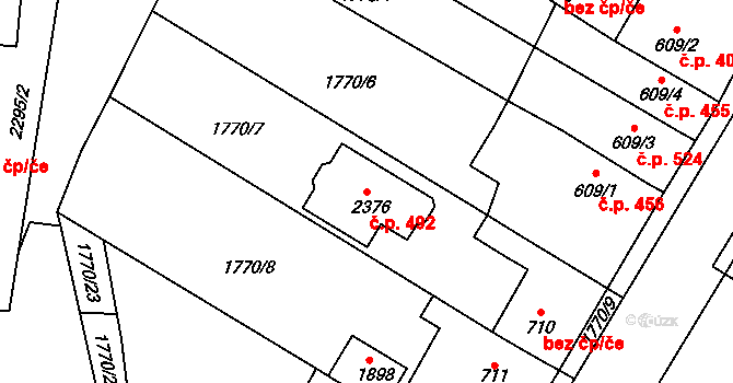 Heřmanův Městec 492 na parcele st. 2376 v KÚ Heřmanův Městec, Katastrální mapa