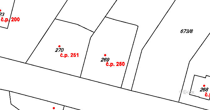 Krčín 250, Nové Město nad Metují na parcele st. 269 v KÚ Krčín, Katastrální mapa