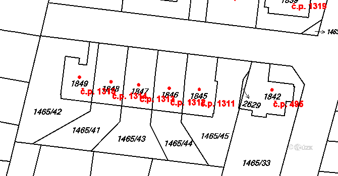 Přelouč 1312 na parcele st. 1846 v KÚ Přelouč, Katastrální mapa