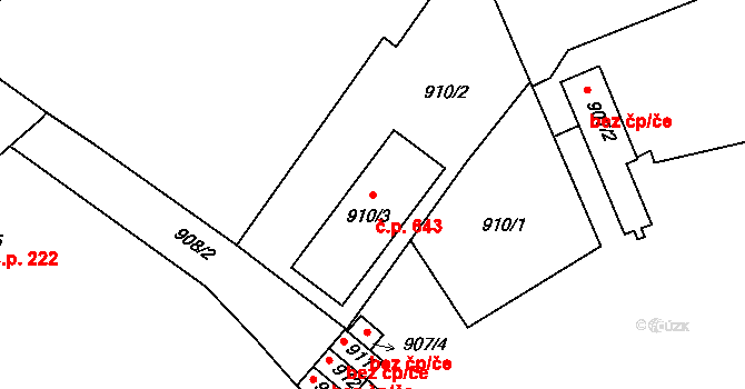 Vimperk II 643, Vimperk na parcele st. 910/3 v KÚ Vimperk, Katastrální mapa