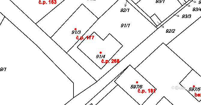 Ostrovačice 268 na parcele st. 91/4 v KÚ Ostrovačice, Katastrální mapa