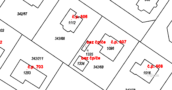 Ždírec nad Doubravou 103244328 na parcele st. 1335 v KÚ Ždírec nad Doubravou, Katastrální mapa