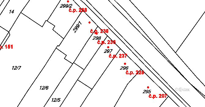 Tovačov I-Město 237, Tovačov na parcele st. 297 v KÚ Tovačov, Katastrální mapa