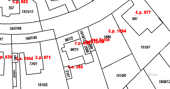 Tišnov 120445328 na parcele st. 2098 v KÚ Tišnov, Katastrální mapa