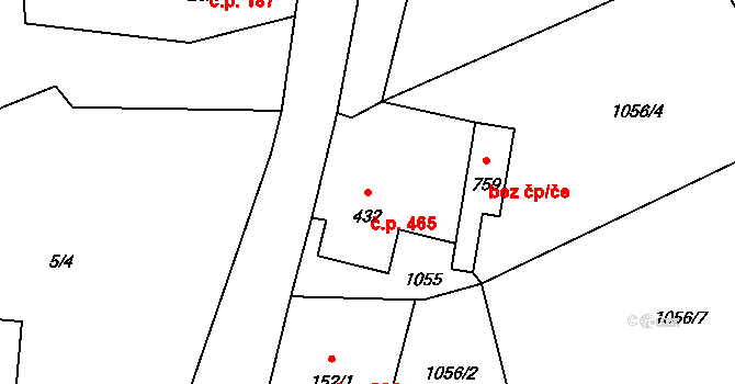 Lučany nad Nisou 465 na parcele st. 432 v KÚ Lučany nad Nisou, Katastrální mapa