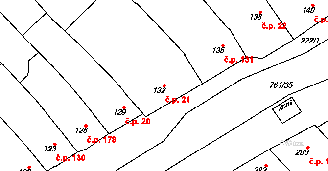 Zarazice 21, Veselí nad Moravou na parcele st. 132 v KÚ Zarazice, Katastrální mapa