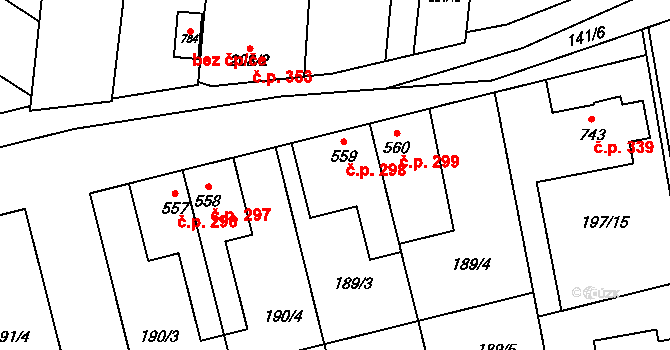 Humny 298, Pchery na parcele st. 559 v KÚ Pchery, Katastrální mapa