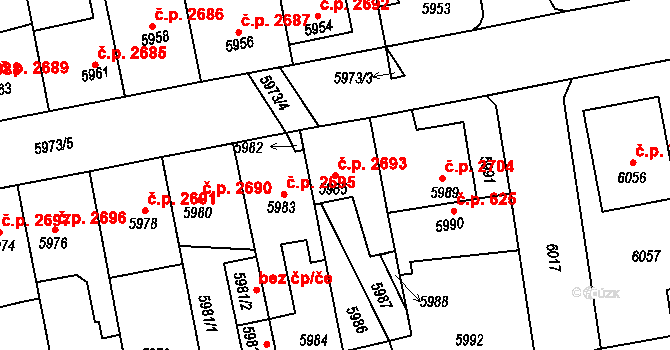 Kročehlavy 2693, Kladno na parcele st. 5985 v KÚ Kročehlavy, Katastrální mapa