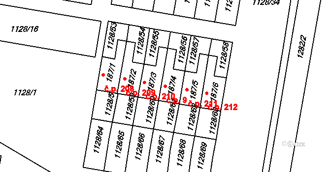 Otín 9, Jindřichův Hradec na parcele st. 187/4 v KÚ Otín u Jindřichova Hradce, Katastrální mapa