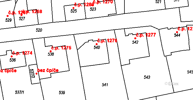 Tachov 1276 na parcele st. 540 v KÚ Tachov, Katastrální mapa