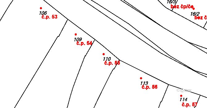 Žalkovice 55 na parcele st. 110 v KÚ Žalkovice, Katastrální mapa