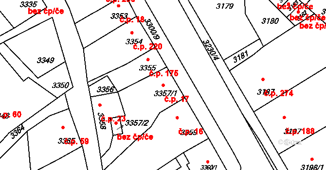 Mimoň I 17, Mimoň na parcele st. 3357/1 v KÚ Mimoň, Katastrální mapa