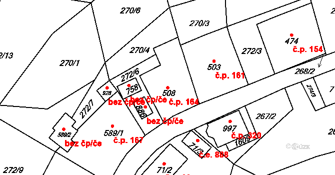 Děčín X-Bělá 164, Děčín na parcele st. 508 v KÚ Bělá u Děčína, Katastrální mapa