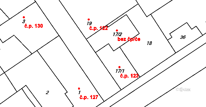 Třebestovice 123 na parcele st. 17/1 v KÚ Třebestovice, Katastrální mapa