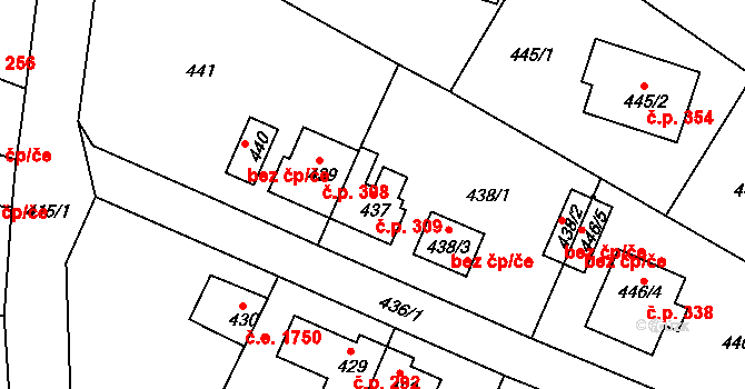 Děčín XXXII-Boletice nad Labem 309, Děčín na parcele st. 437 v KÚ Boletice nad Labem, Katastrální mapa
