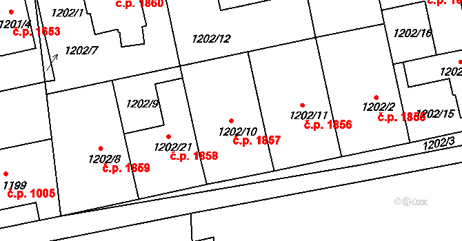 Turnov 1857 na parcele st. 1202/10 v KÚ Turnov, Katastrální mapa