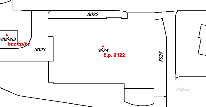 Stodůlky 2122, Praha na parcele st. 3024 v KÚ Stodůlky, Katastrální mapa