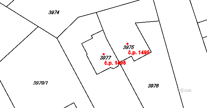 Dejvice 1496, Praha na parcele st. 3977 v KÚ Dejvice, Katastrální mapa