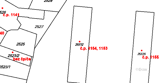 České Budějovice 7 1153,1154, České Budějovice na parcele st. 2537/2 v KÚ České Budějovice 7, Katastrální mapa