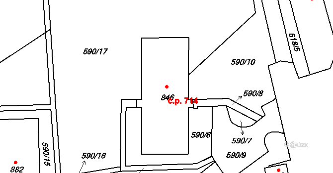 Chrastava 714 na parcele st. 846 v KÚ Chrastava I, Katastrální mapa