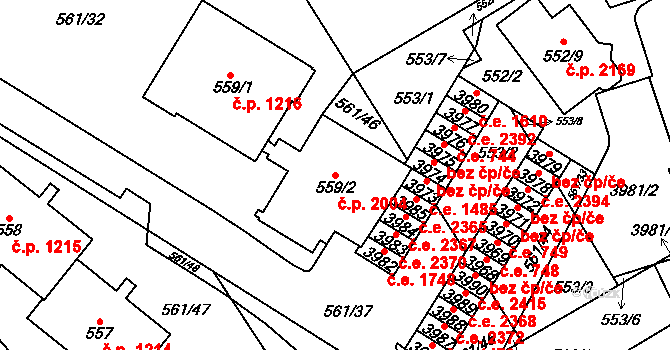 Řečkovice 2004, Brno na parcele st. 559/2 v KÚ Řečkovice, Katastrální mapa