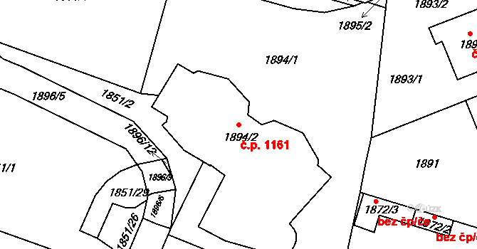 Liberec XXX-Vratislavice nad Nisou 1161, Liberec na parcele st. 1894/2 v KÚ Vratislavice nad Nisou, Katastrální mapa