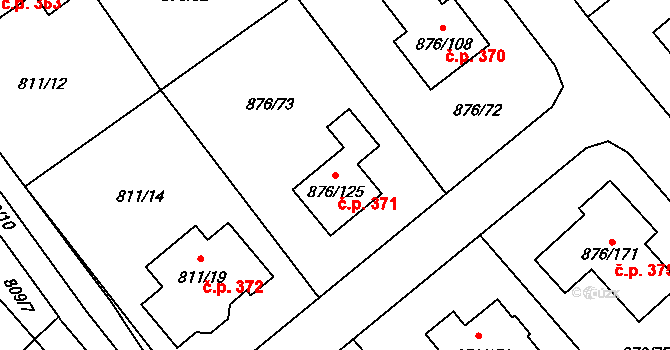 Stonařov 371 na parcele st. 876/125 v KÚ Stonařov, Katastrální mapa