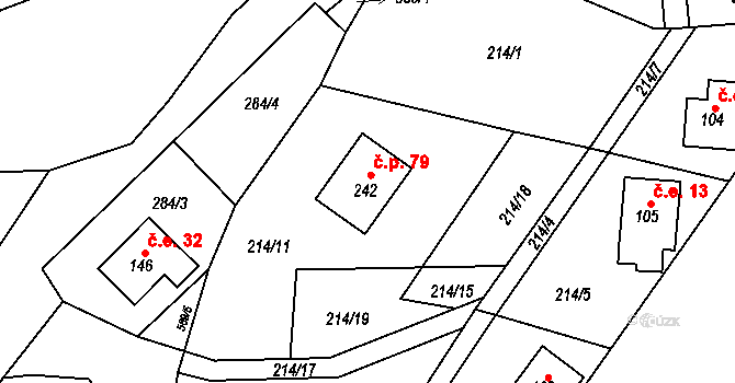 Blata 79, Zámostí-Blata na parcele st. 242 v KÚ Zámostí, Katastrální mapa