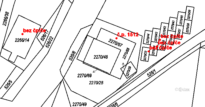 Kostelec nad Orlicí 1512 na parcele st. 2270/48 v KÚ Kostelec nad Orlicí, Katastrální mapa