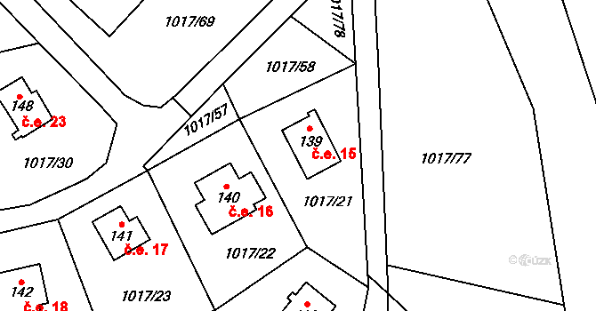 Kobylníky 15, Chotilsko na parcele st. 139 v KÚ Prostřední Lhota, Katastrální mapa
