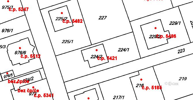 Třebovice 5421, Ostrava na parcele st. 224/2 v KÚ Třebovice ve Slezsku, Katastrální mapa