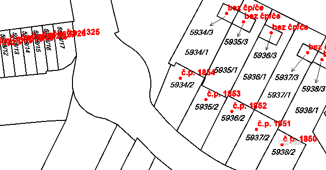 Velké Meziříčí 1854 na parcele st. 5934/2 v KÚ Velké Meziříčí, Katastrální mapa
