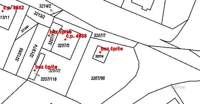 Chomutov 39093328 na parcele st. 3207/4 v KÚ Chomutov II, Katastrální mapa