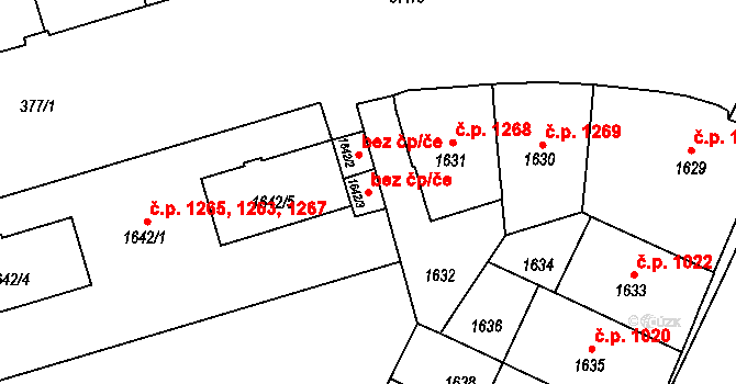Brno 39481328 na parcele st. 1642/3 v KÚ Černá Pole, Katastrální mapa