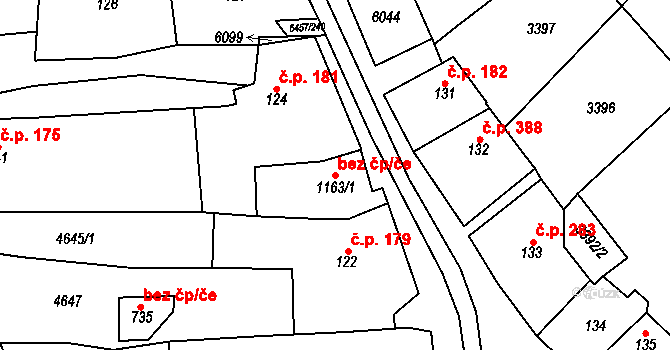 Polešovice 40909328 na parcele st. 1163/1 v KÚ Polešovice, Katastrální mapa